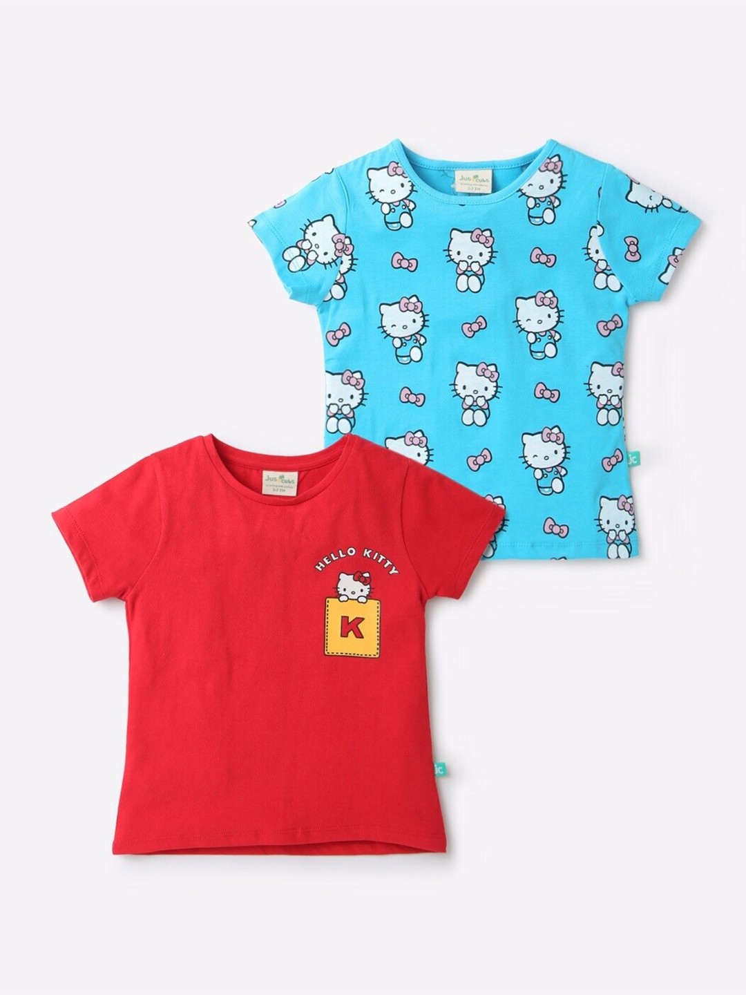 

JusCubs Girls Multicoloured 2 Hello Kitty Printed V-Neck Applique T-shirt, Multi