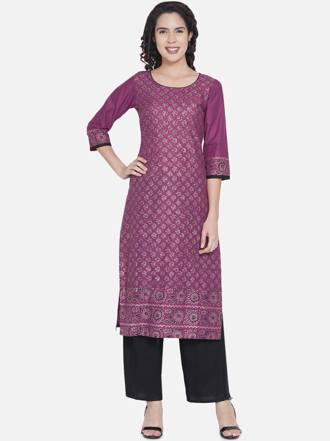 

RIYA Women Mauve Ethnic Motifs Kurta