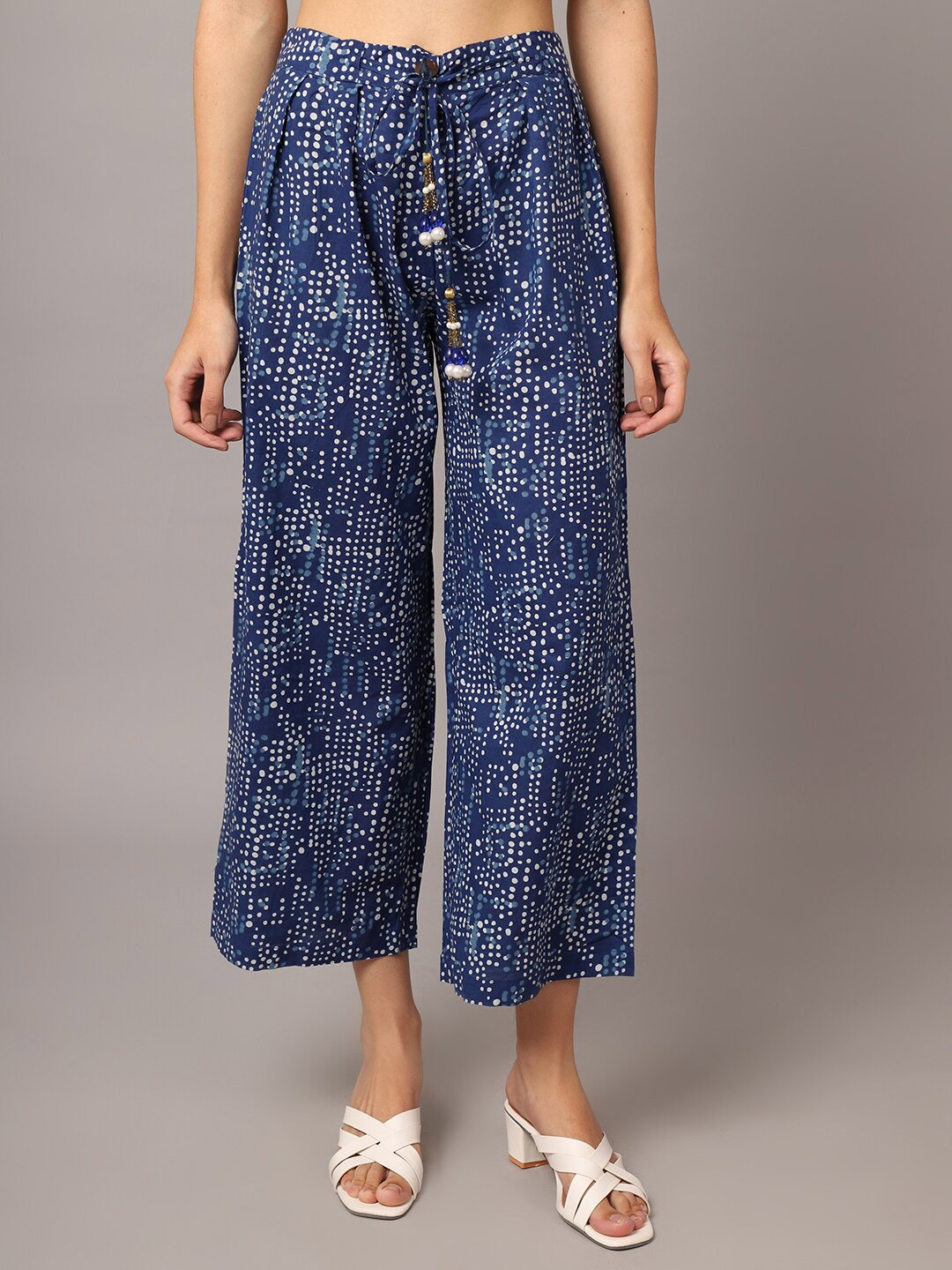 

Crozo By Cantabil Women Blue & White Printed Palazzos