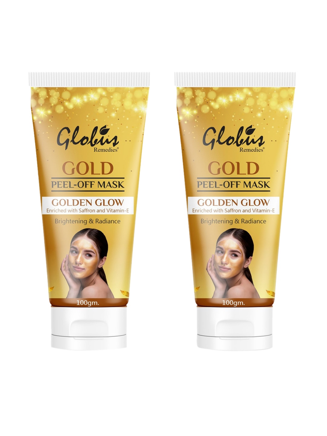 

Globus Remedies Set of 2 Gold Brightening & Radiance Golden Glow Peel-Off Mask - 100g Each