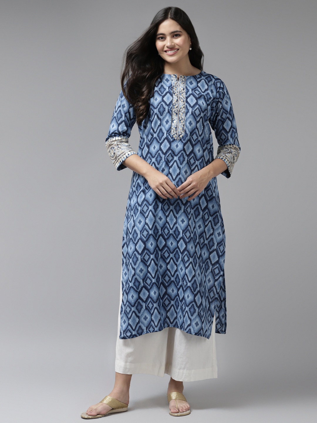 

Aarika Women Blue Ethnic Motifs Printed Kurta