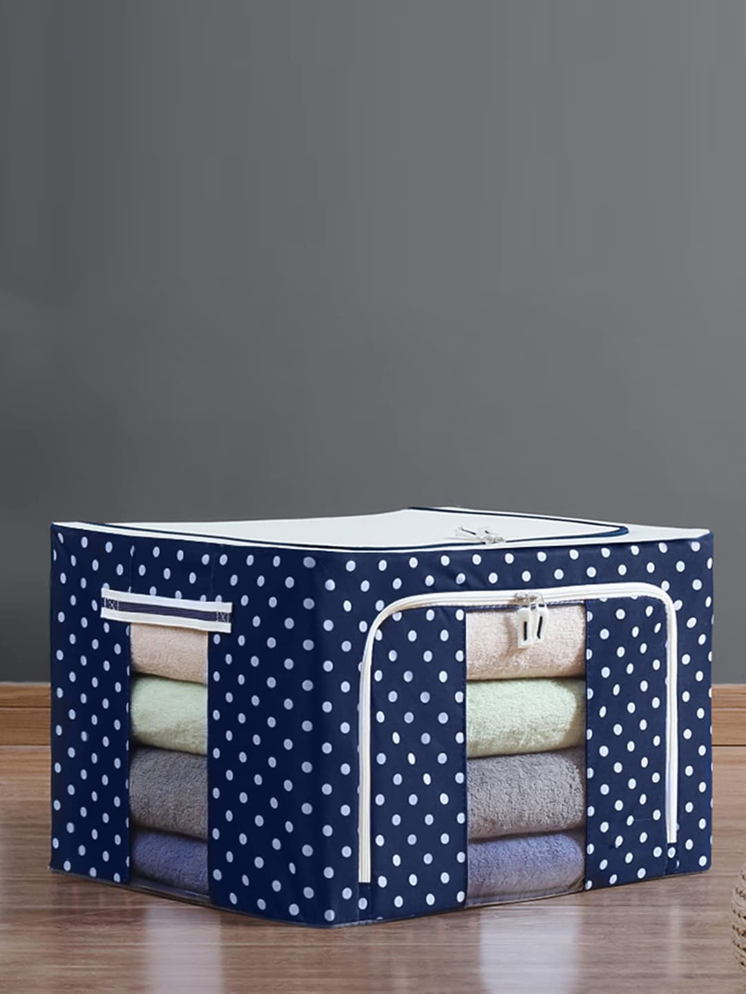 

HOUSE OF QUIRK Navy Blue Printed Foldable Storage Box