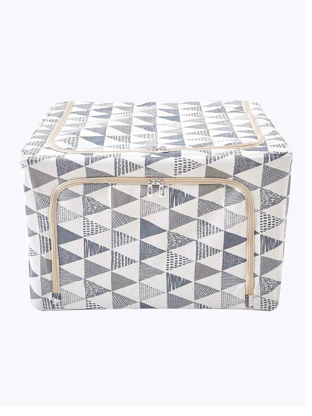 

HOUSE OF QUIRK Grey & Off-White Printed Foldable Storage Box