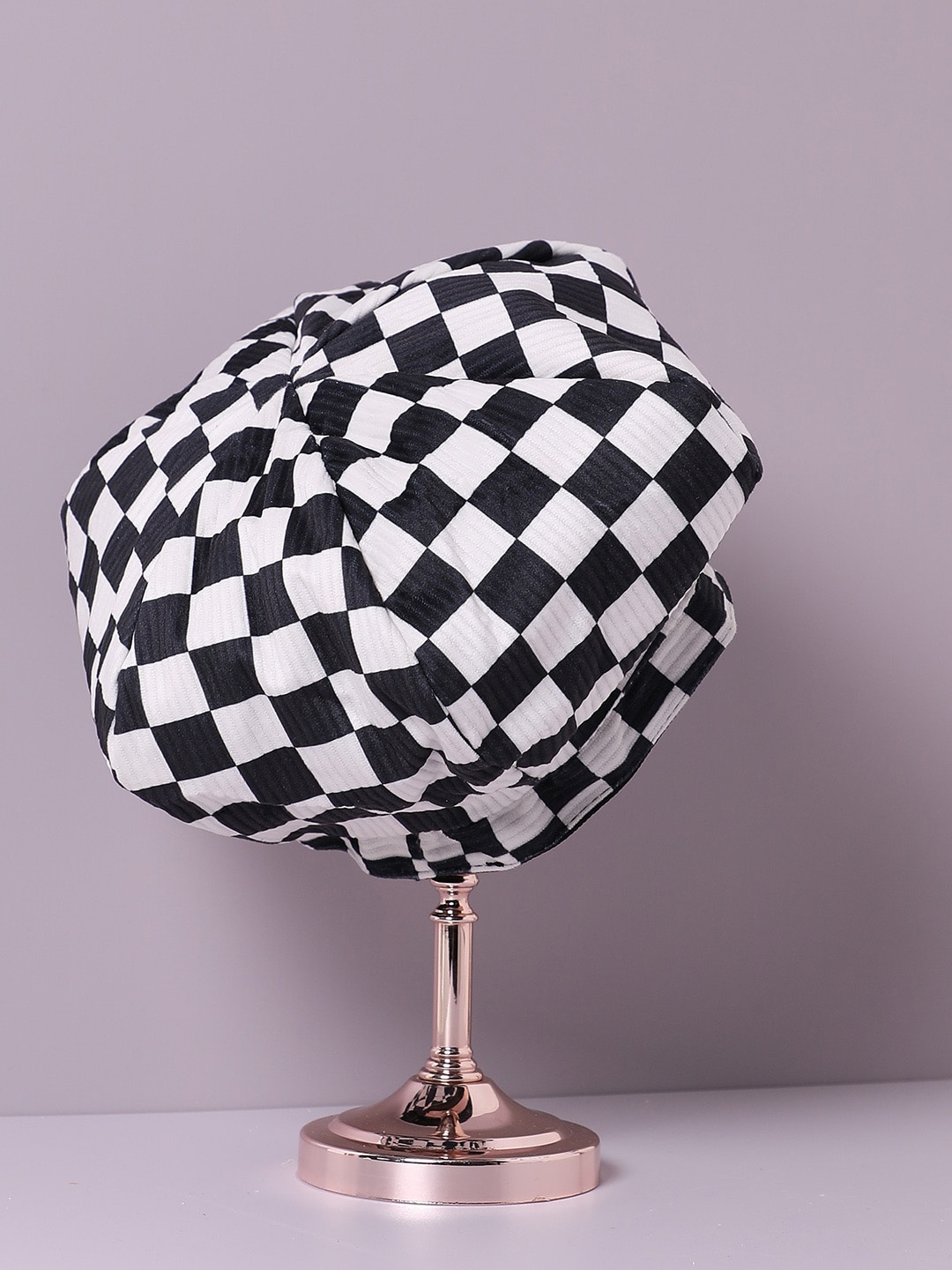 

HAUTE SAUCE by Campus Sutra Women White & Black Checked Beret Hat