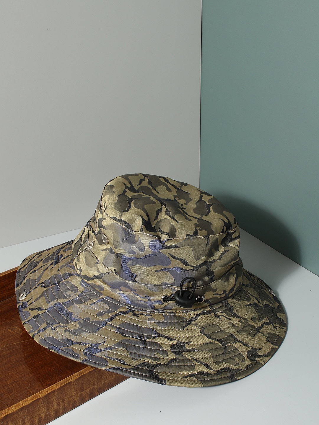 

HAUTE SAUCE by Campus Sutra Women Olive-Green Camouflage Printed Bucket Hat