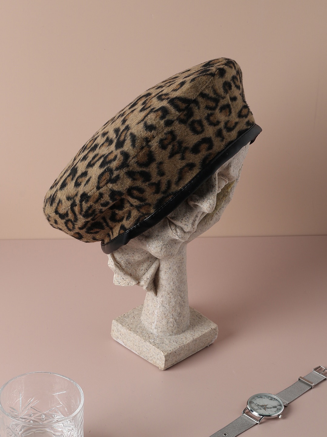 

HAUTE SAUCE by Campus Sutra Women Brown & Black Animal Print Beret Hat