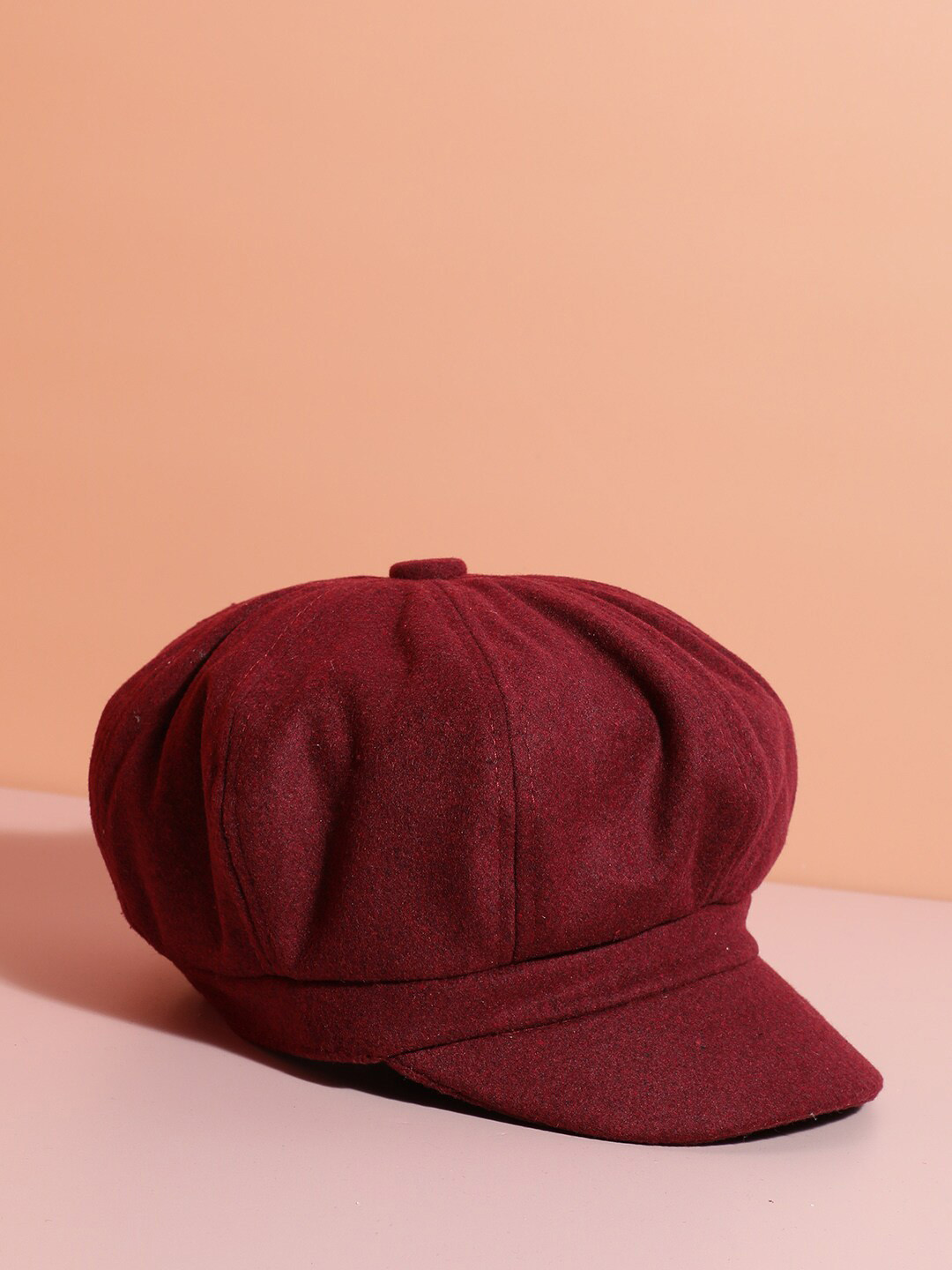 

HAUTE SAUCE by Campus Sutra Women Maroon Solid Newsboy Cap