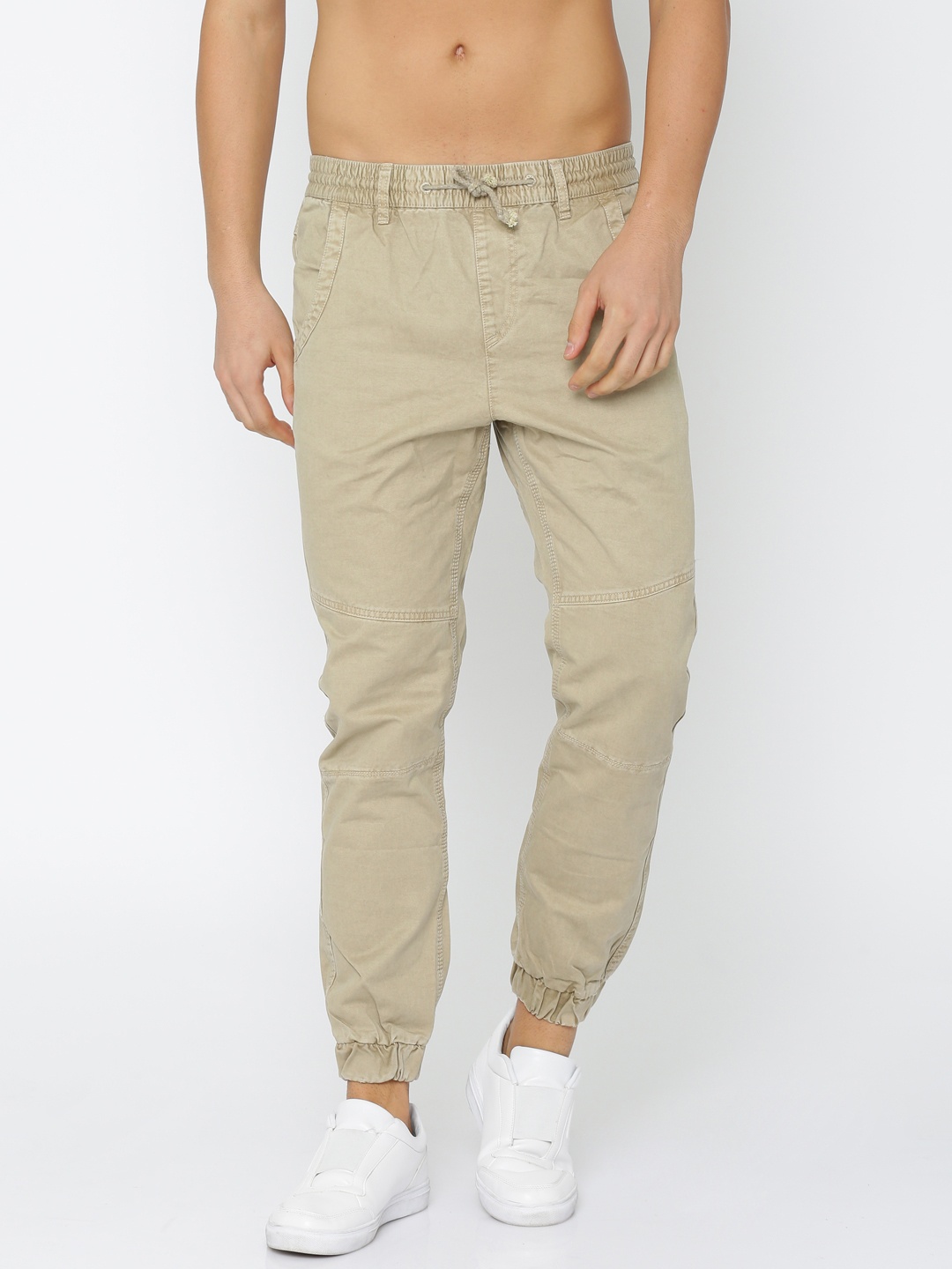 

Roadster Men Beige Regular Fit Solid Joggers