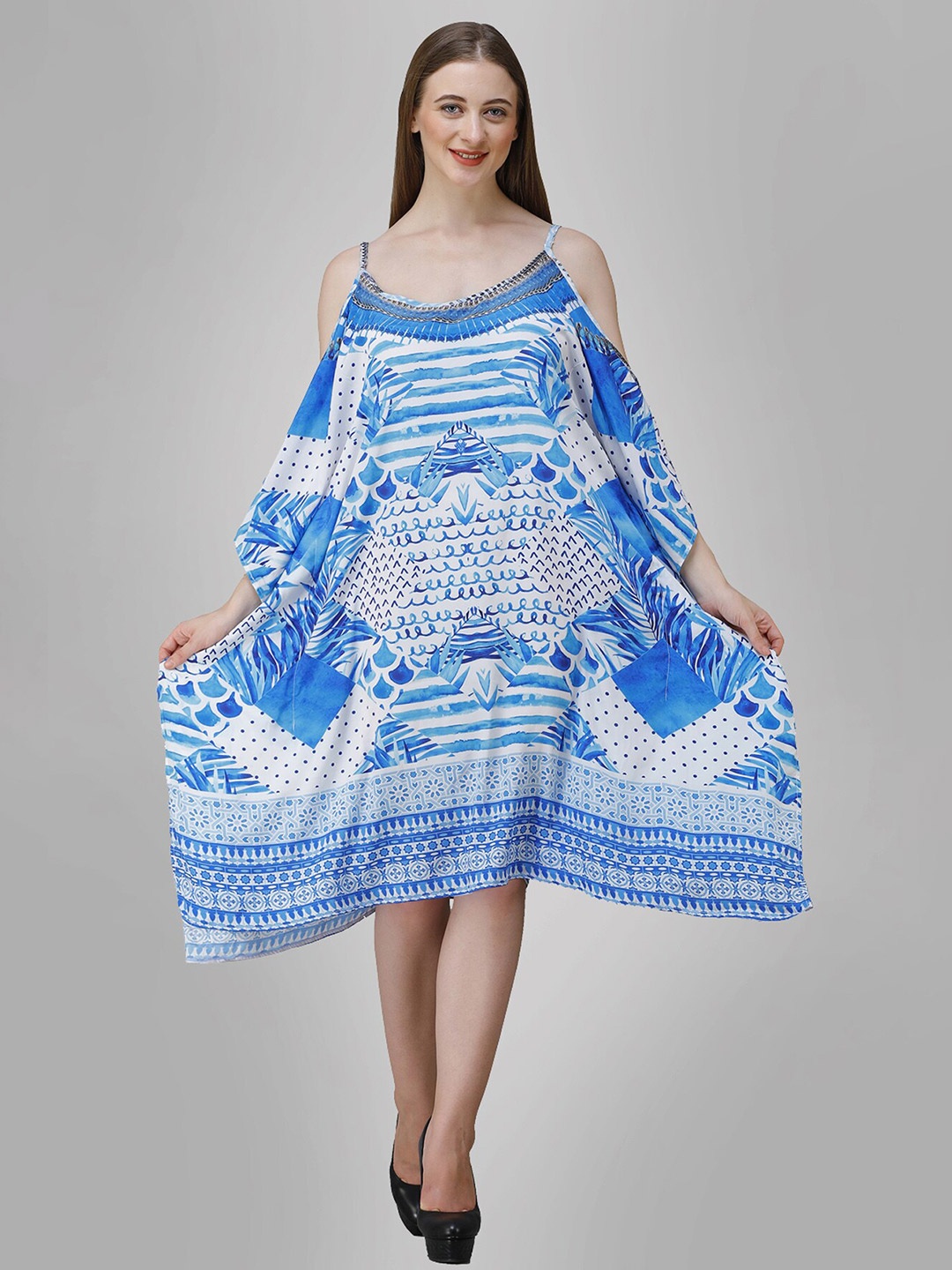 

Rajoria Instyle Blue Georgette A-Line Dress