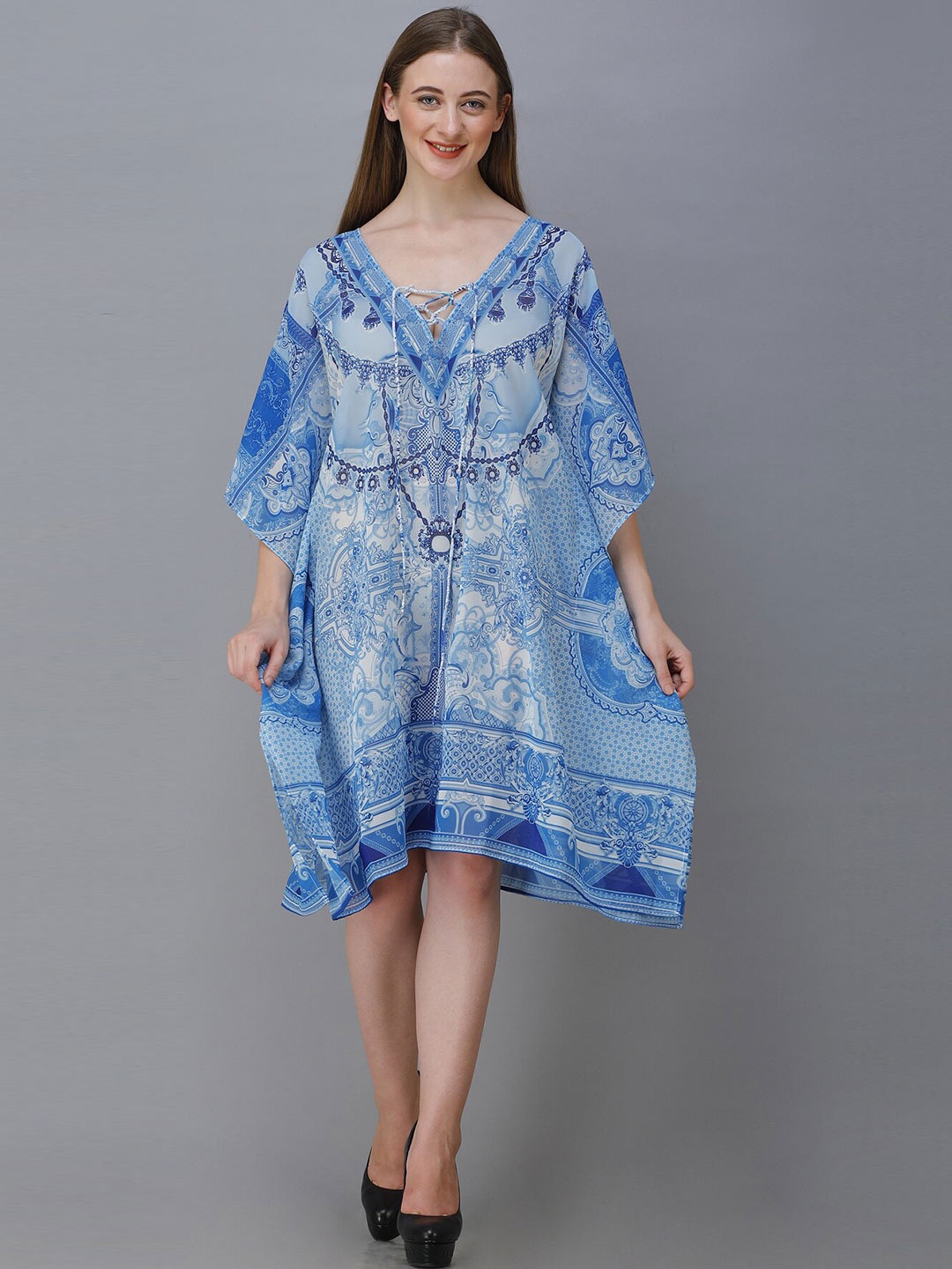 

Rajoria Instyle Blue Georgette Kaftan Dress