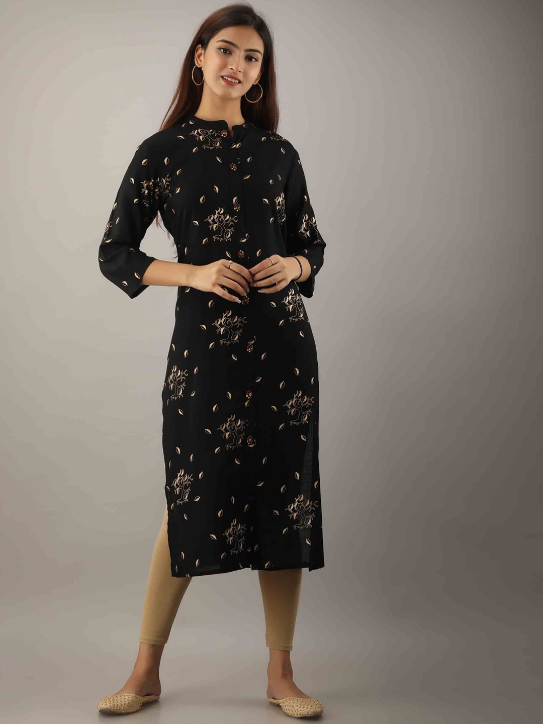 

KALINI Women Black Printed Kurta