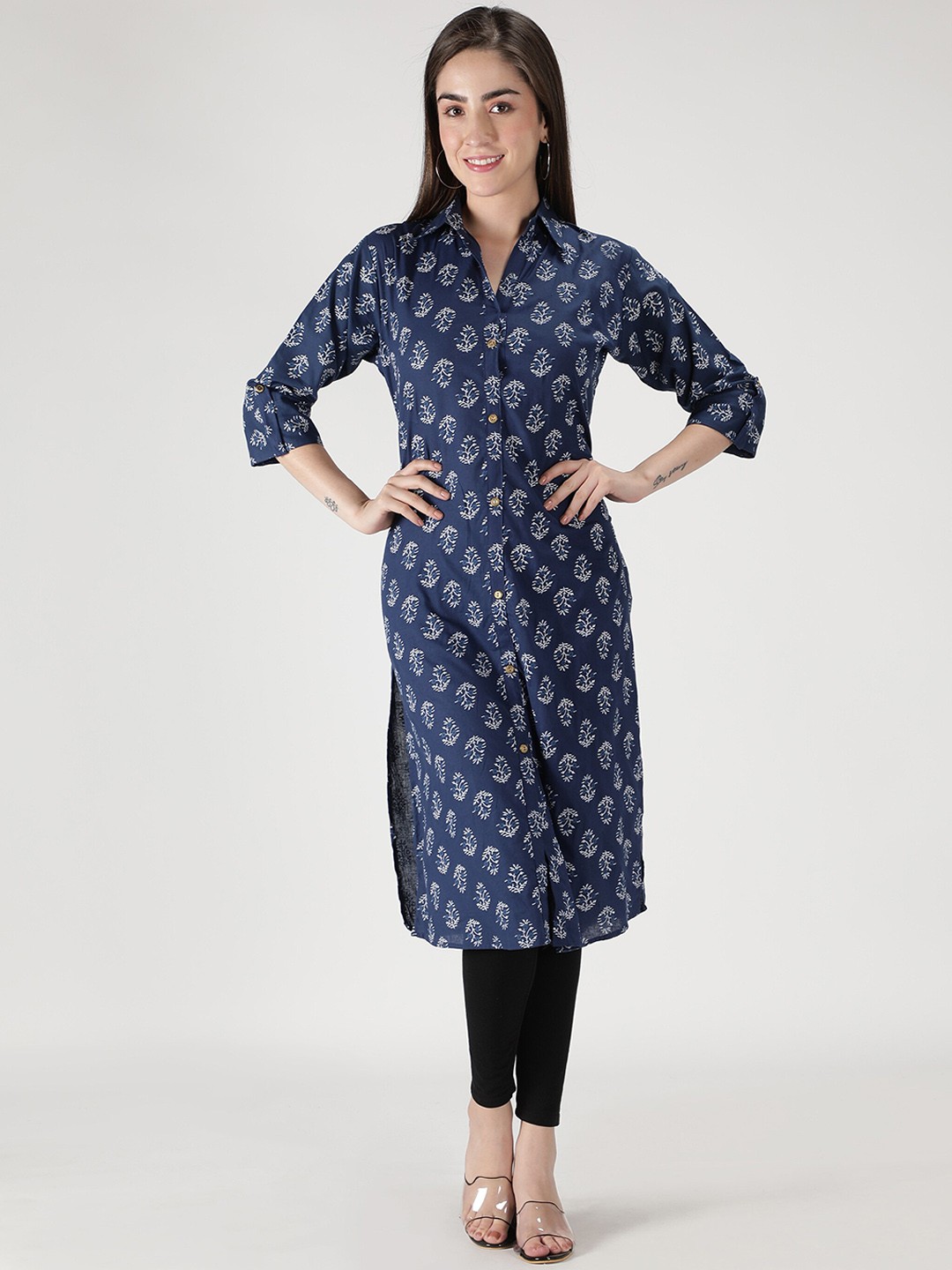 

Fabclub Women Blue Ethnic Motifs Printed Kurta