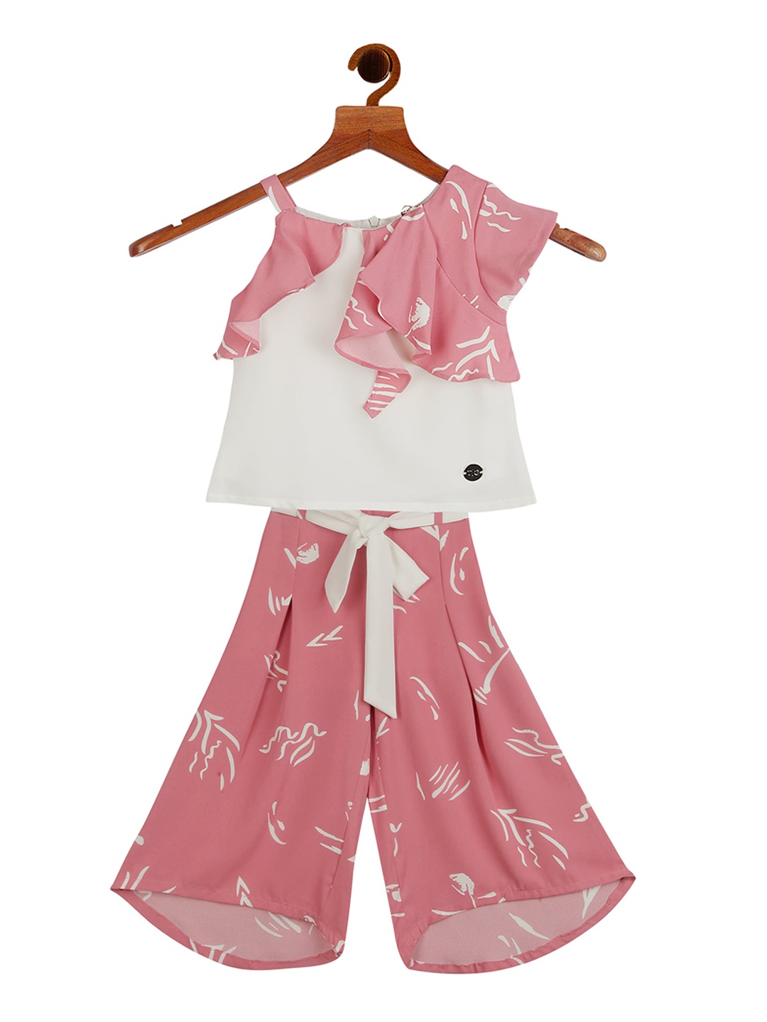 

Tiny Girl Girls Pink & White Printed Top with Palazzo set