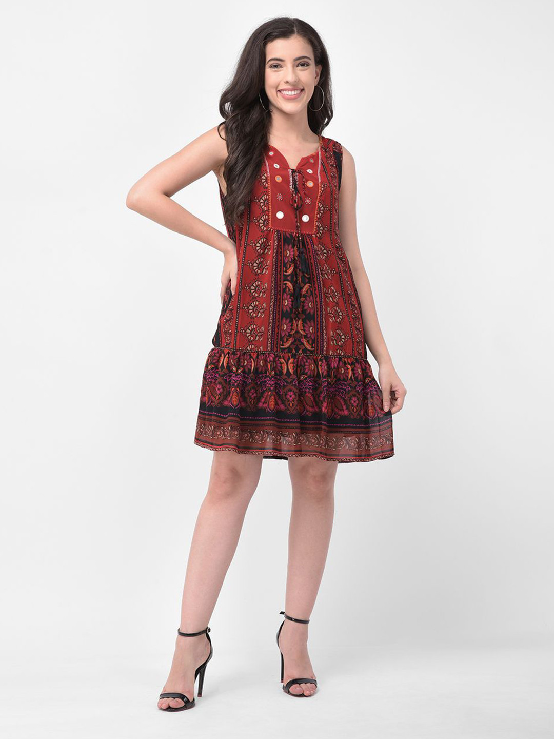 

250 DESIGNS Red & Black Dress