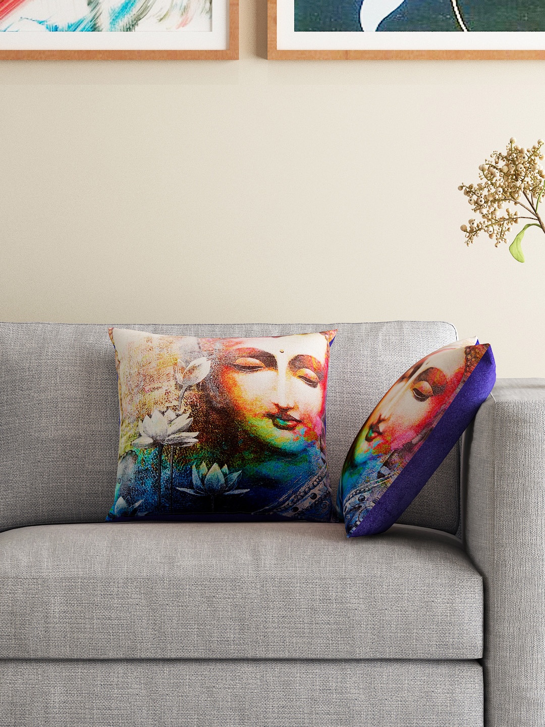 

HOUZZCODE Blue Set of 2 16" x 16" Square Other Prints Cushion Covers
