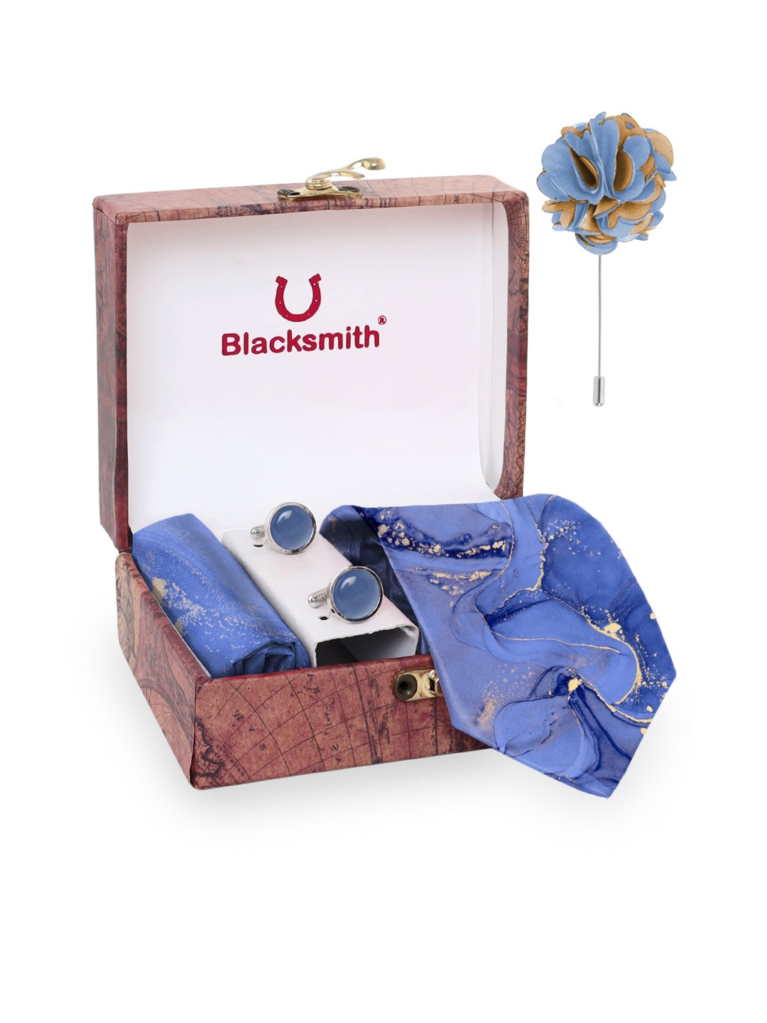 

Blacksmith Men Blue Printed Accessory Gift Set