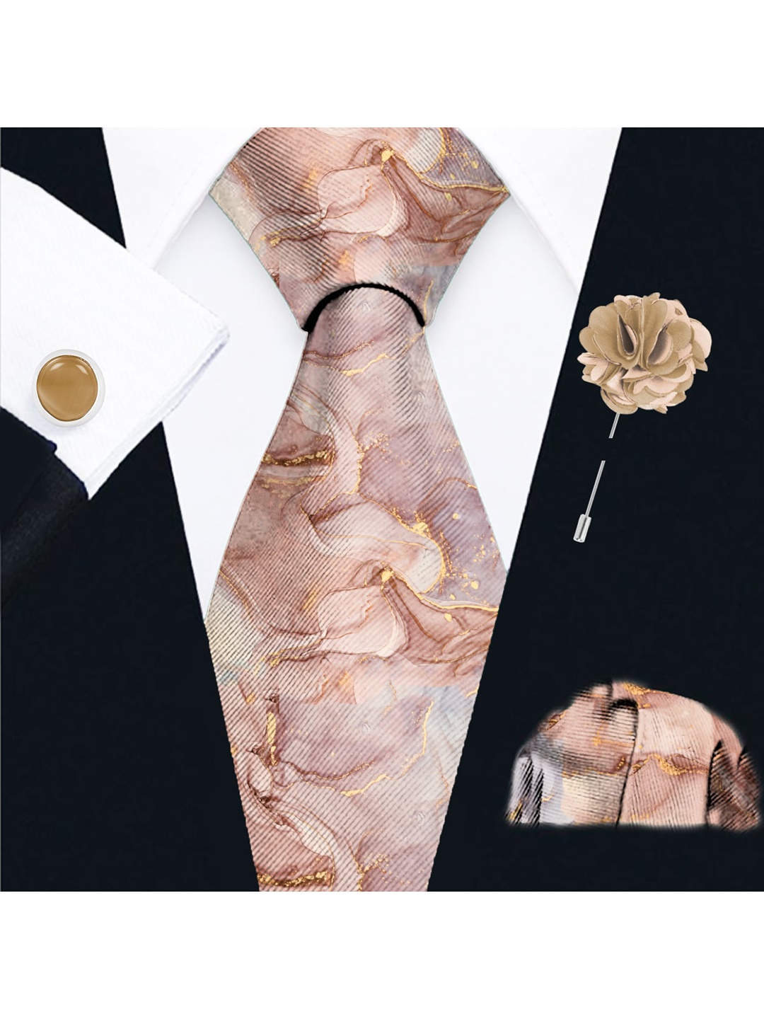 

Blacksmith Men Set Of 4 Beige Printed Accessory Gift Set