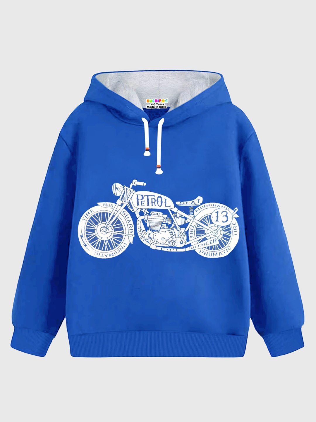 

KUCHIPOO Boys Navy Blue Printed Hooded Sweatshirt