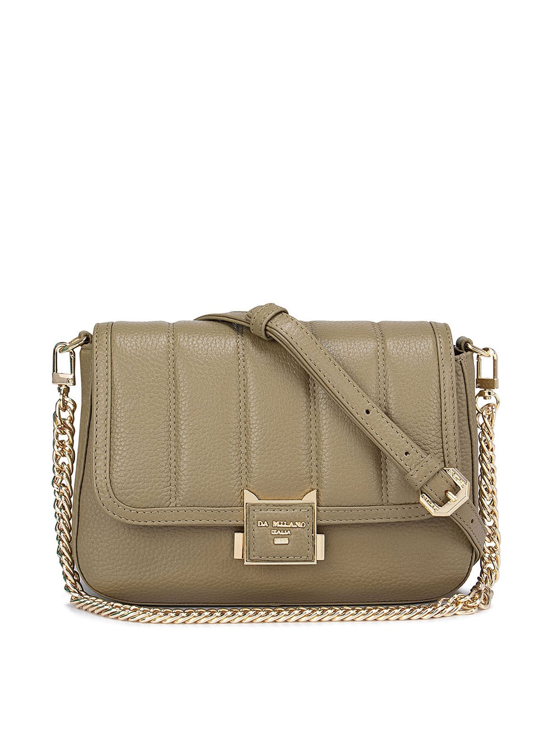 

Da Milano Green Leather Structured Sling Bag
