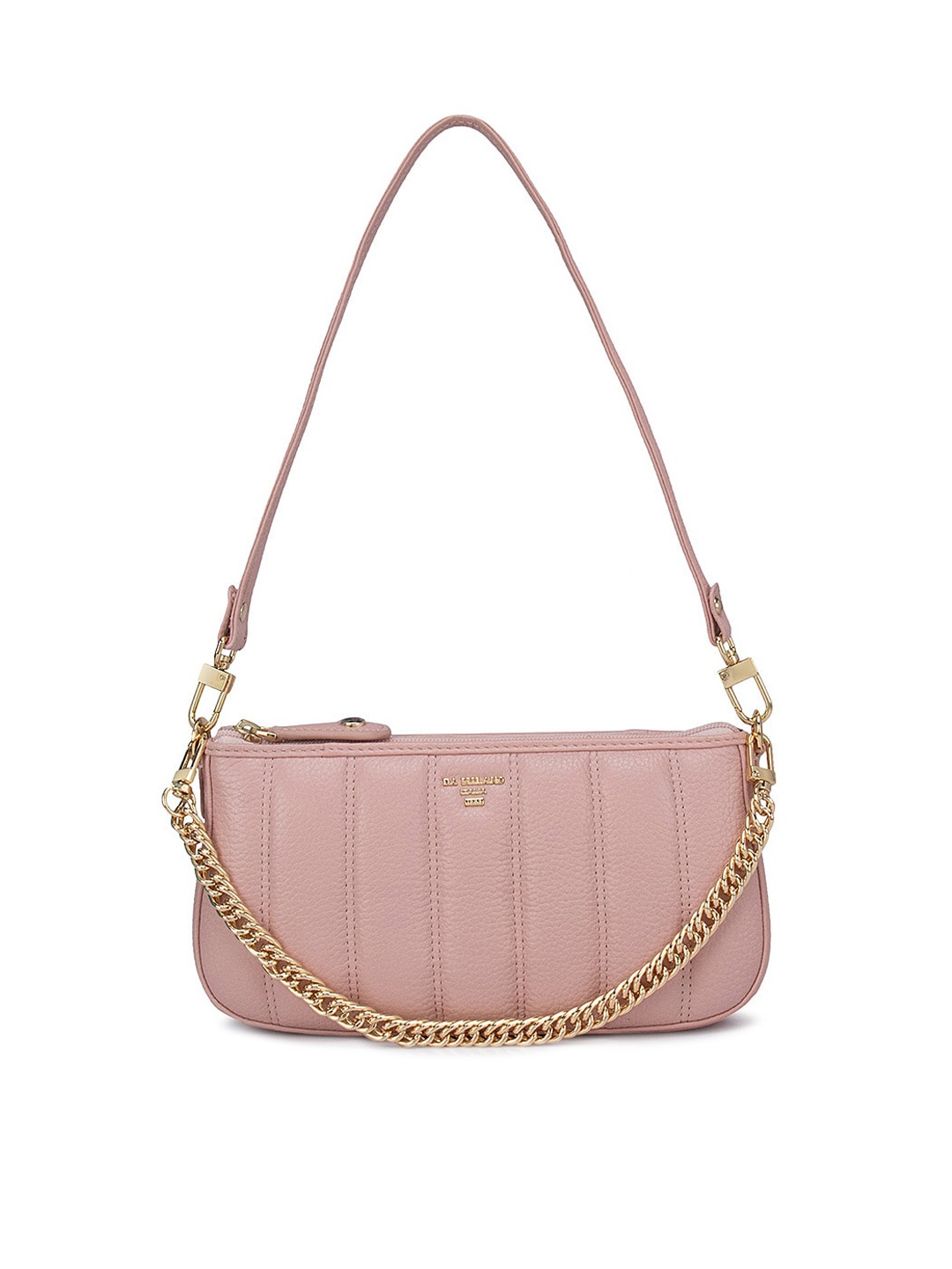 

Da Milano Pink Leather Bowling Sling Bag with Quilted