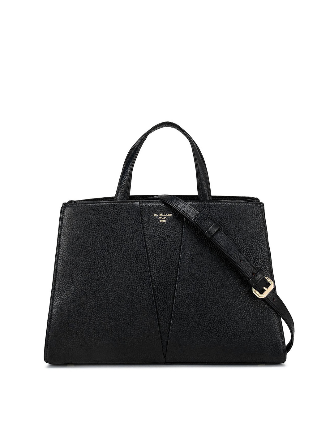 

Da Milano Black Leather Structured Handheld Bag