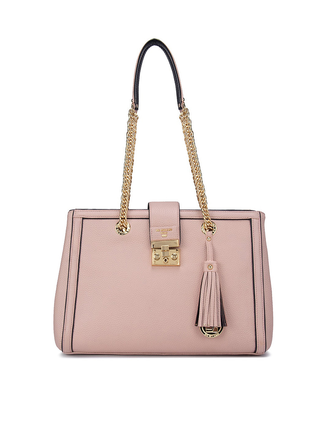 

Da Milano Pink Leather Structured Handheld Bag with Tasselled
