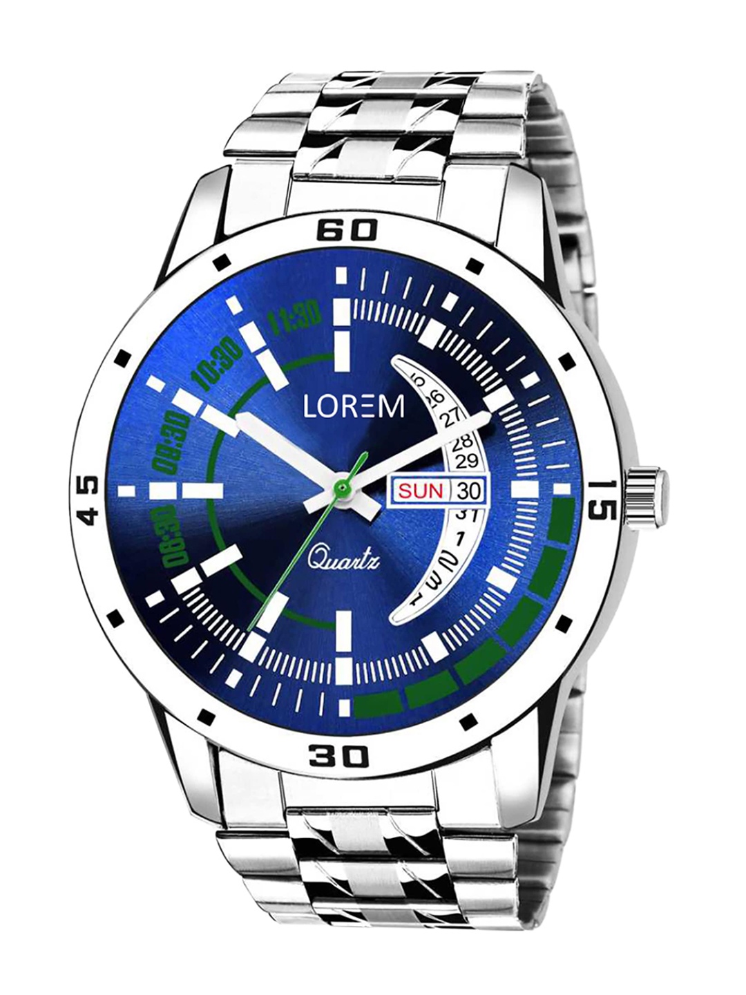 

FERRIZZO Men Blue Printed Dial & Silver Toned Stainless Steel Bracelet Style Straps Analogue Watch