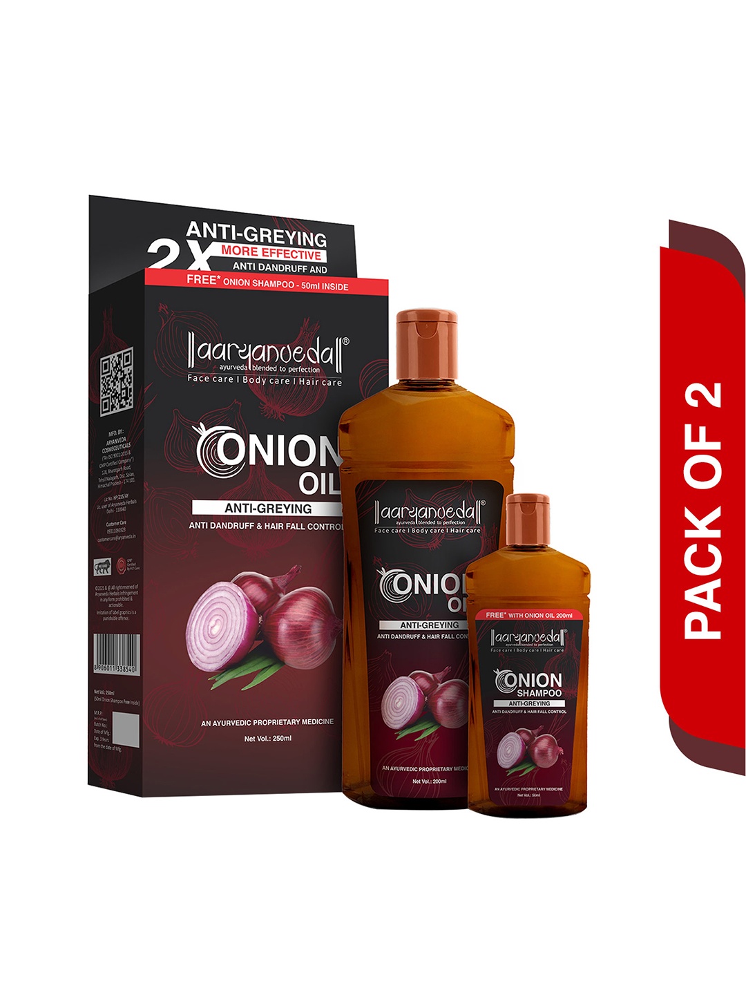 

Aryanveda Onion Oil & Black Seed Oil 250ml, Red