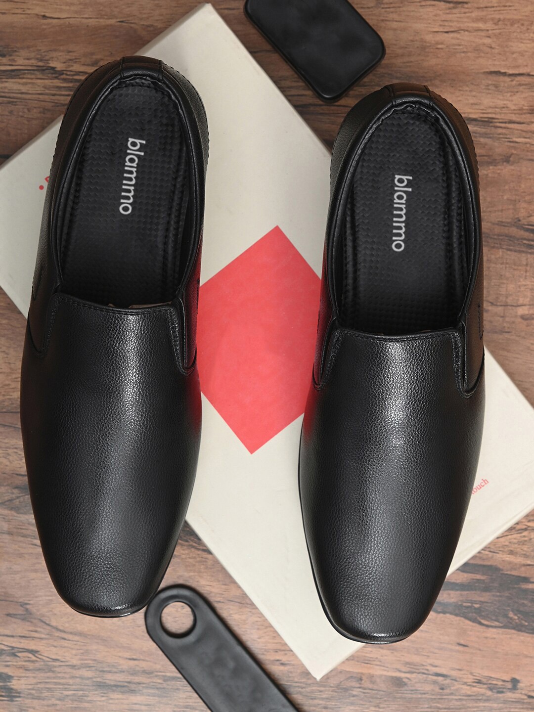 

Blammo Men's Black Solid Formal Slip-Ons