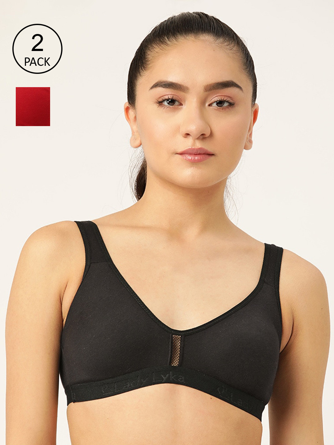 

Lady Lyka Pack of 2 Push-Up Bra -Non Wired, Black