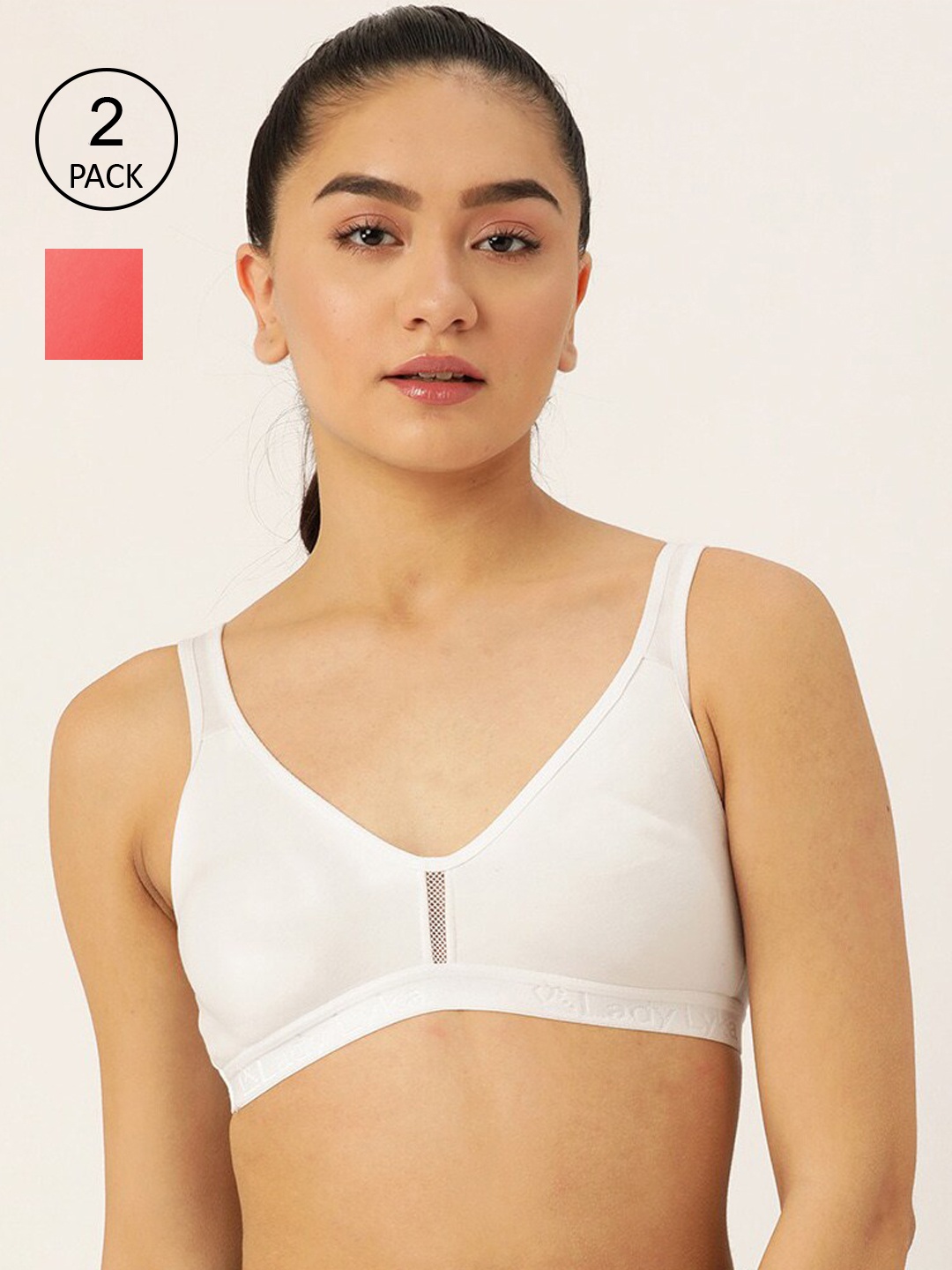 

Lady Lyka women White & Red Bra pack of 2