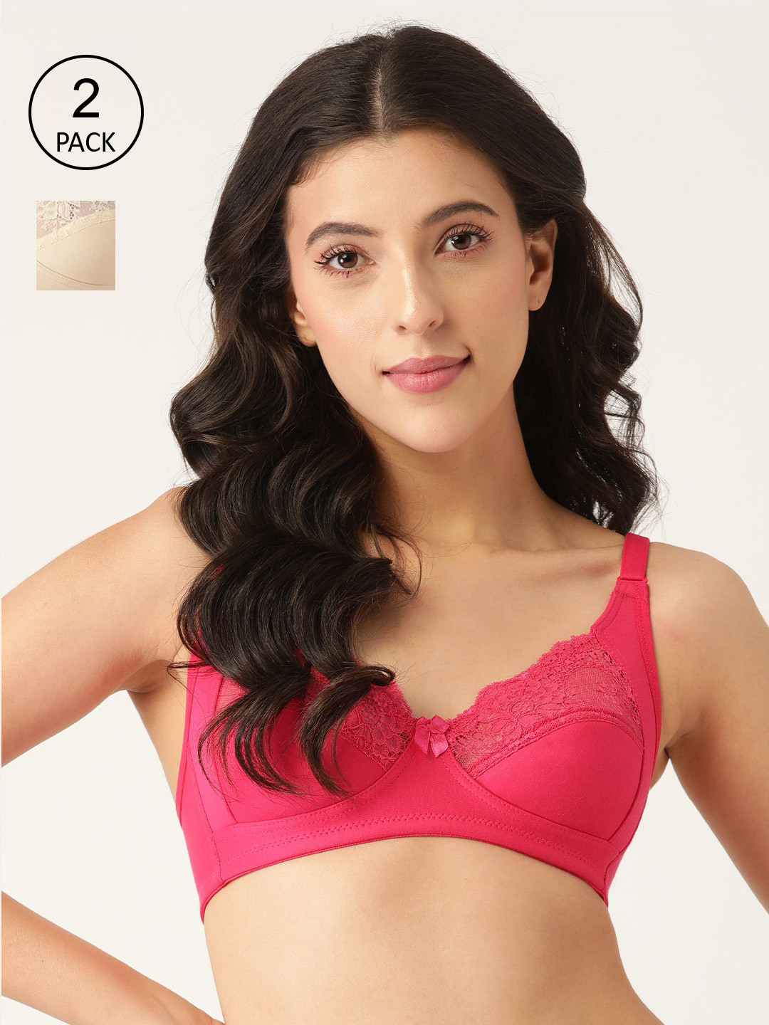 

Lady Lyka Women Pack of 2 Pink & Nude-Color Cotton Bra