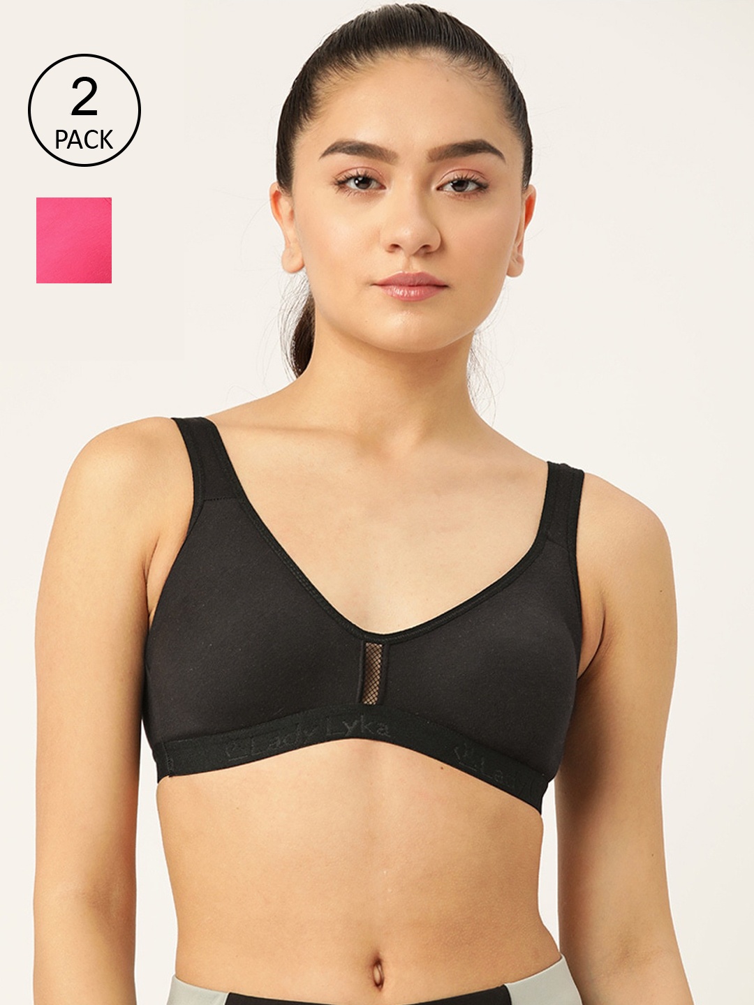 

Lady Lyka Women Black & Pink Pack Of 2 Bra