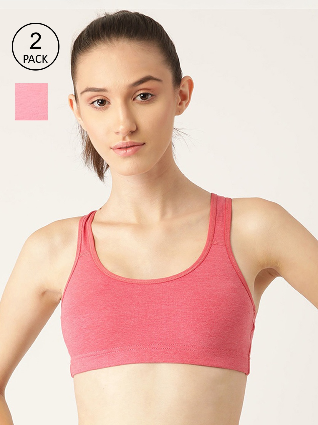 

Lady Lyka Pack of 2 Peach-Coloured & Pink Workout Bra