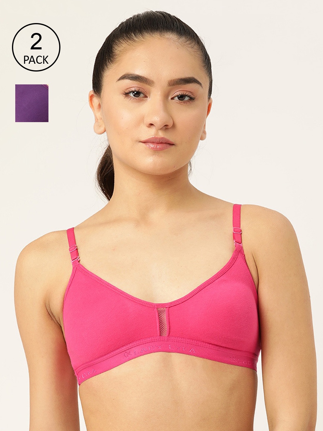 

Lady Lyka Pack Of 2 Fuchsia & Purple Non Padded & Non-Wired Seamless Bra-SEAMLESS-2