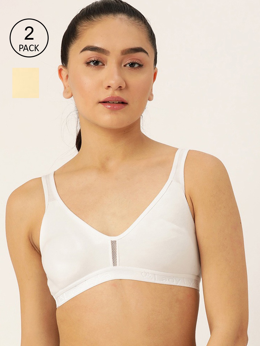 

Lady Lyka White & Beige aet of 2 Bra