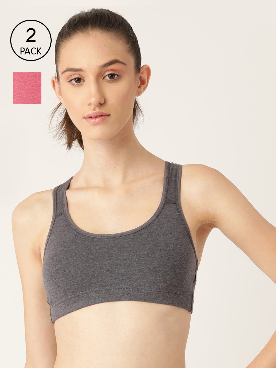

Lady Lyka Pack of 2 Grey & Pink Sports Bra