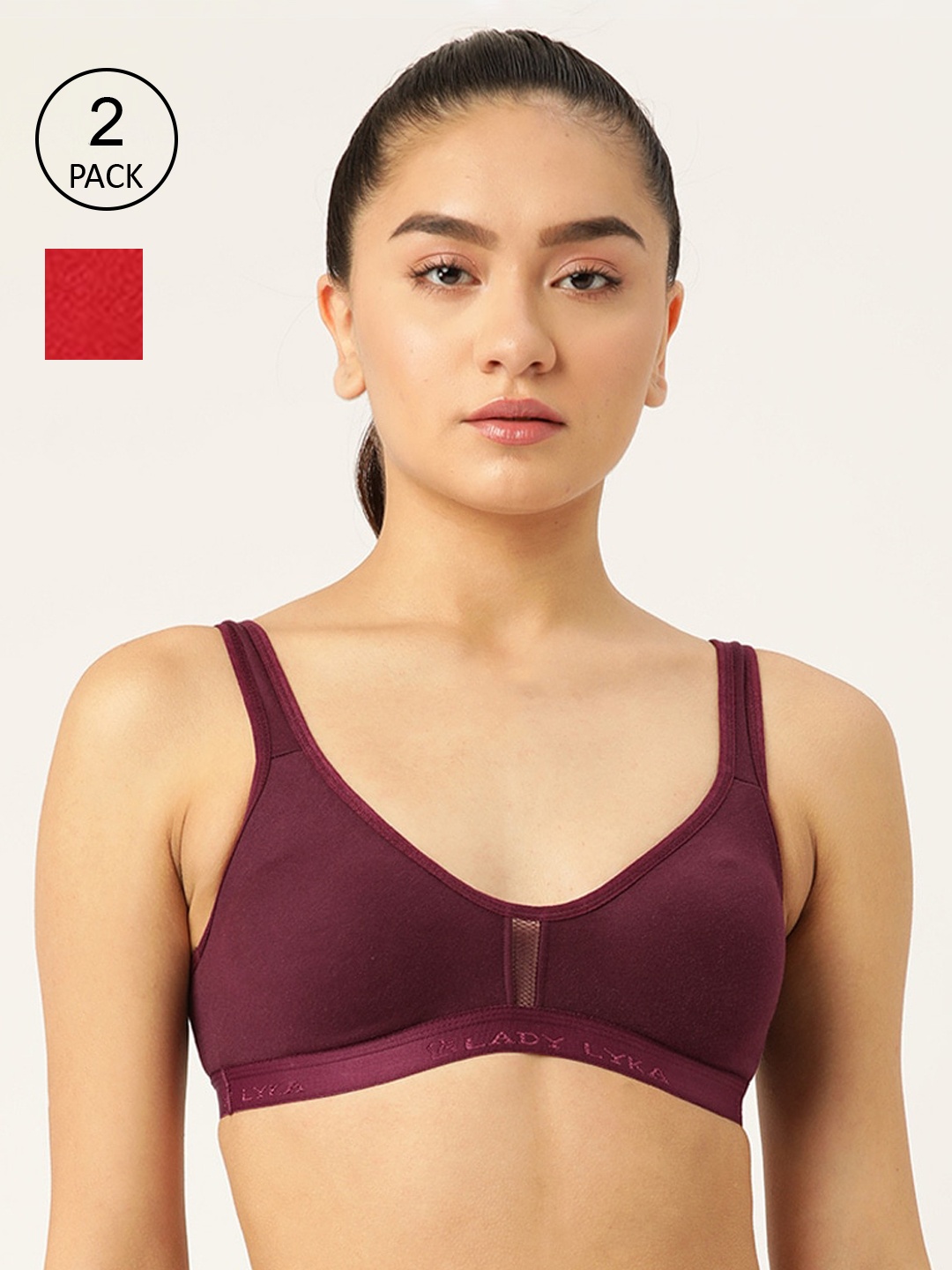 

Lady Lyka Pack of 2 Purple & Red Bra
