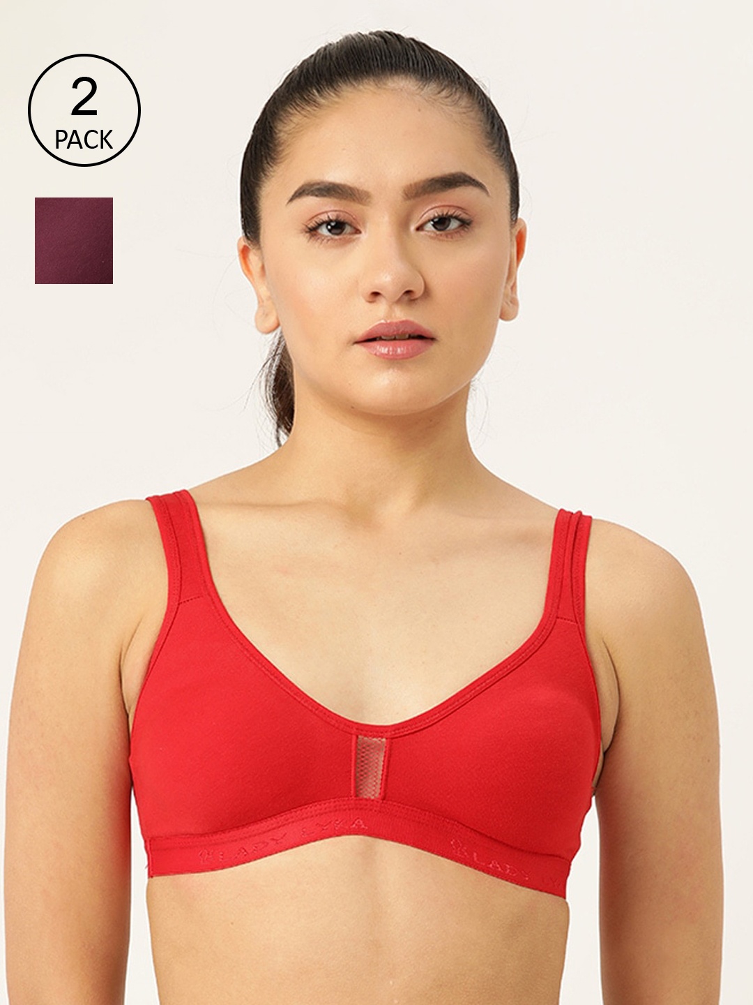 

Lady Lyka Pack of 2 Red & Burgundy Sports Bra