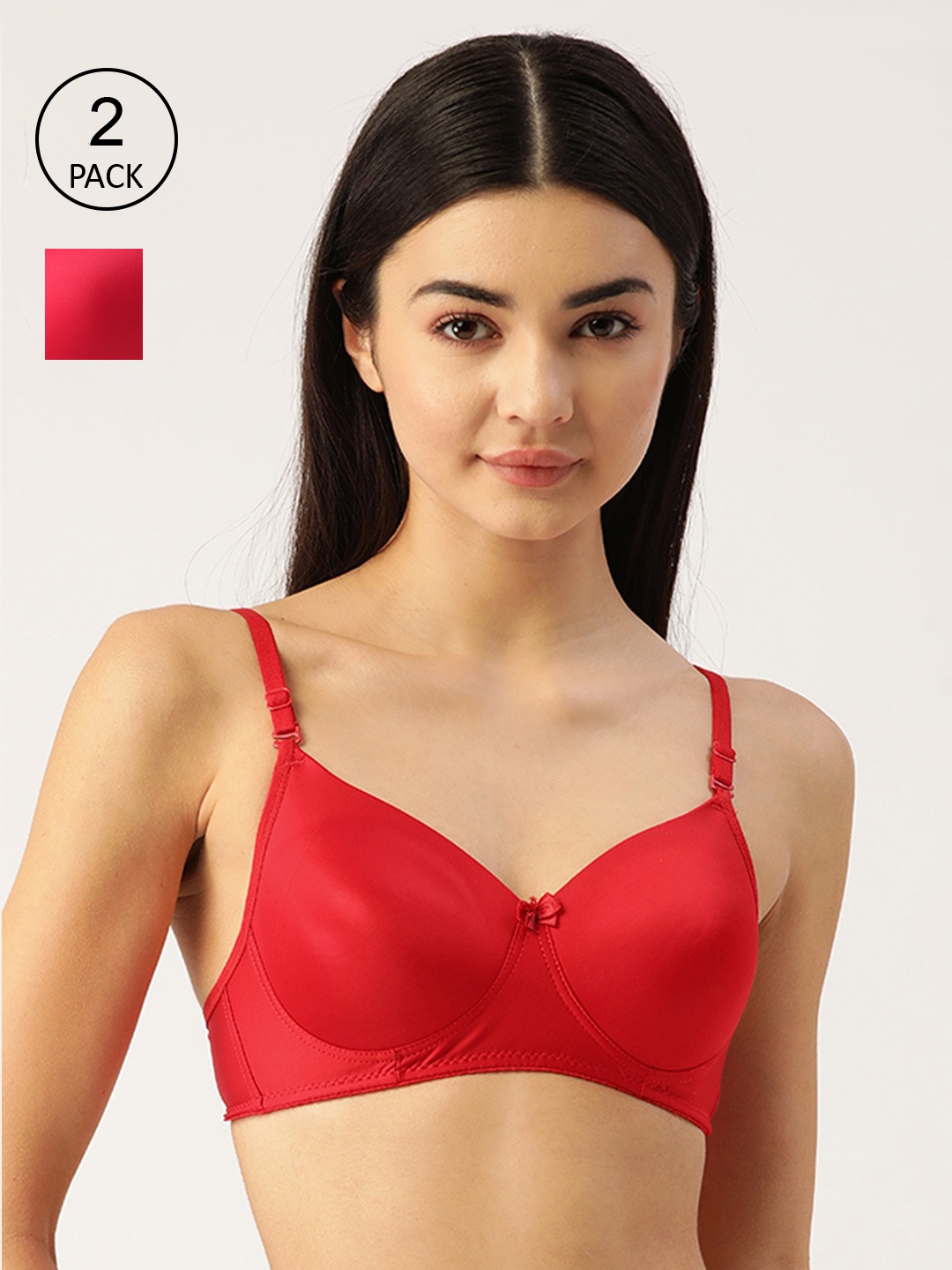 

Lady Lyka Pack Of 2 Red & Pink Bra Lightly Padded