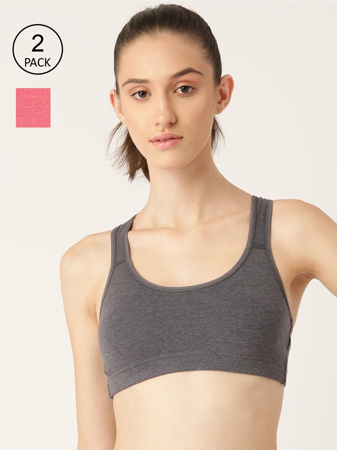 

Lady Lyka Pack of 2 Sports Bra, Grey