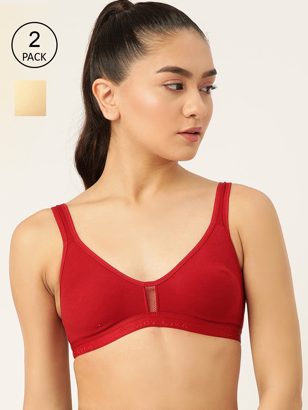 

Lady Lyka Maroon & Beige Pack of 2 Non Padded Push-Up Bra SEAMLESS-1-MRN-SKN-Multi
