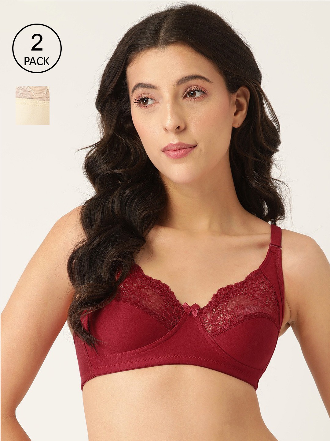 

Lady Lyka Women Set of 2 Maroon & Beige Floral Cotton Everyday Bra