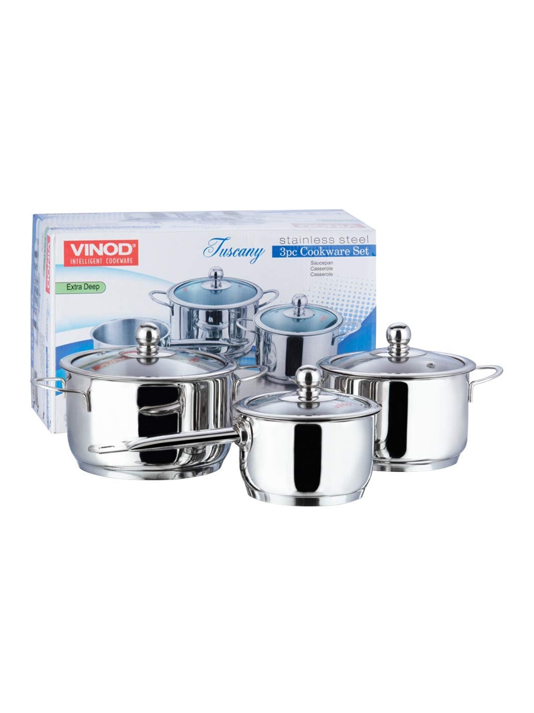 

Vinod Set of 3 Silver-Toned Solid Tuscany Sauce Pan & Sauce Pot