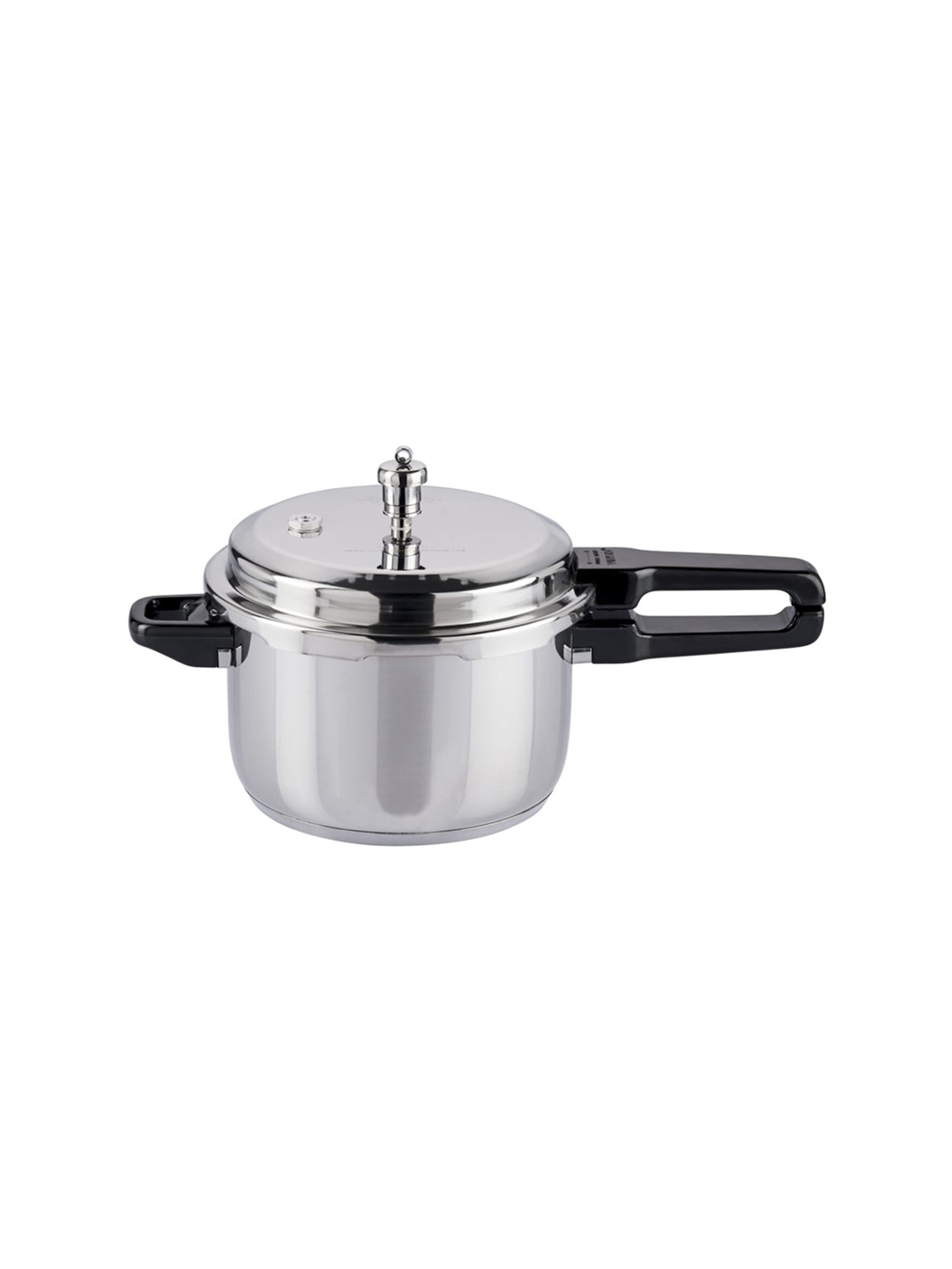 

Vinod Silver-Toned & Black Solid Stainless Steel Pressure Cooker 5 Ltr