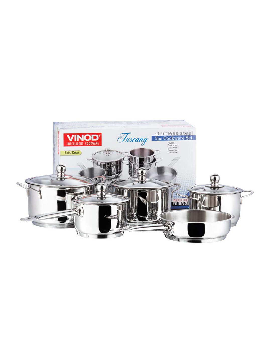 

Vinod Set of 5 Silver-Toned Solid Stainless Steel Cookware