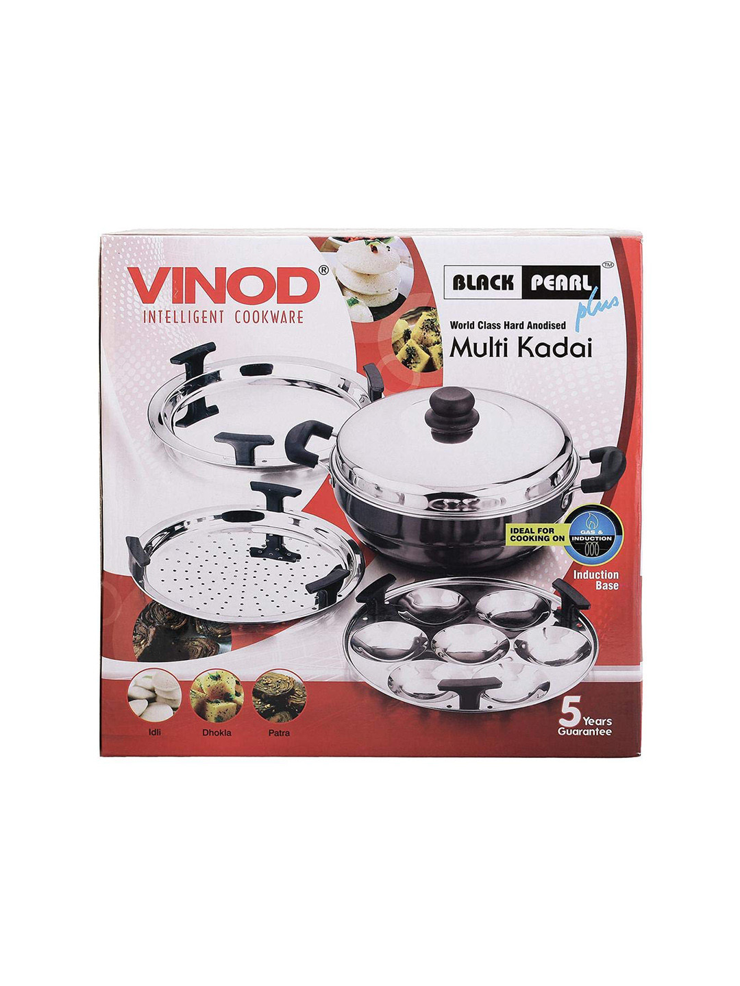 

Vinod 2-in-1 Black & Silver-Toned Solid Aluminum & Stainless Steel Multi-Kadai For Idli and Dhokala