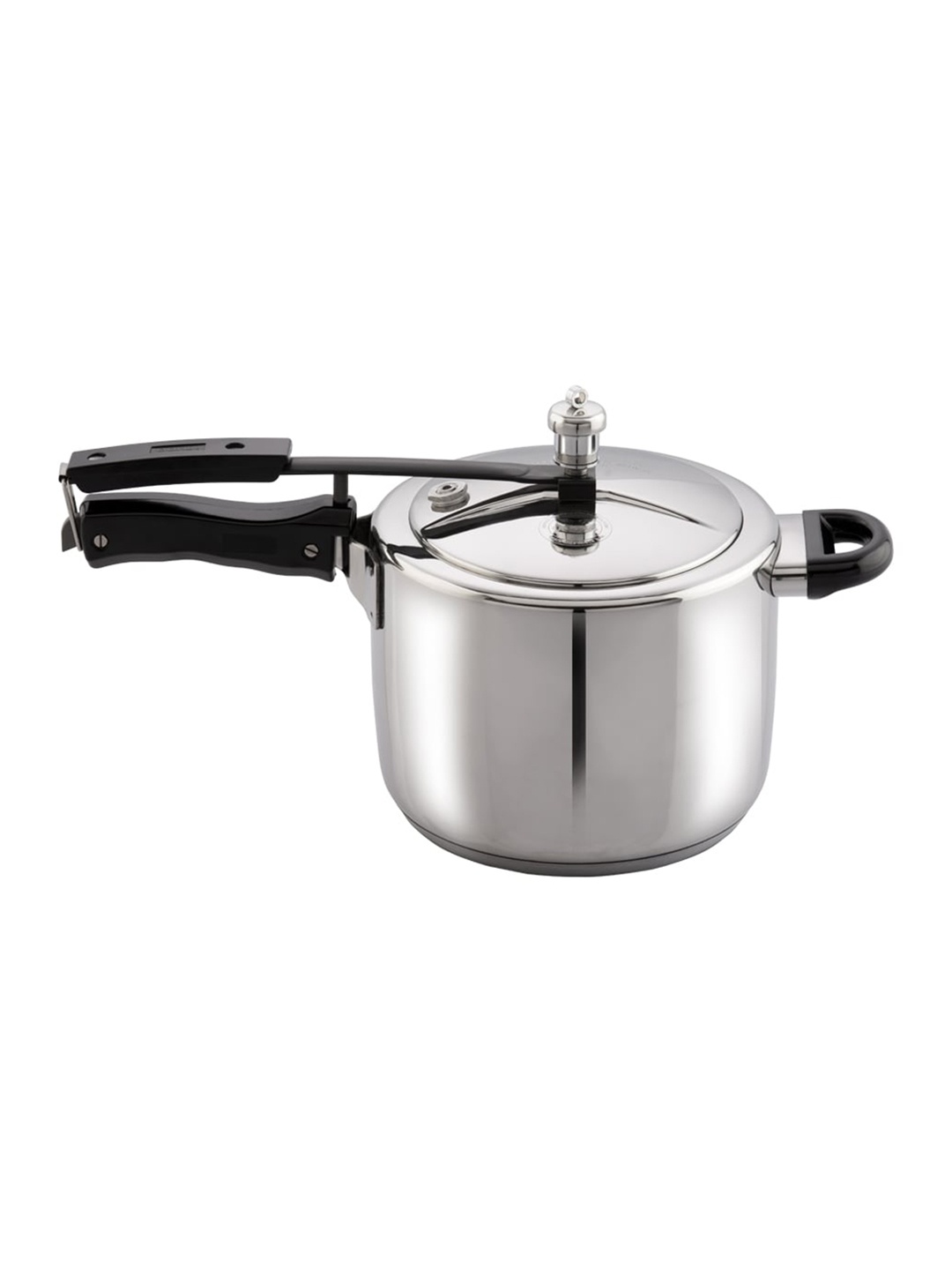 

Vinod Silver-Coloured & Black Solid Stainless Steel Inner Lid Pressure Cooker