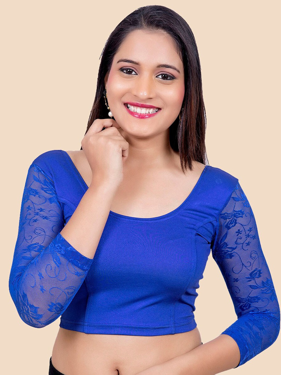 

neckbook Women Blue Solid Princess Cut Saree Blouse