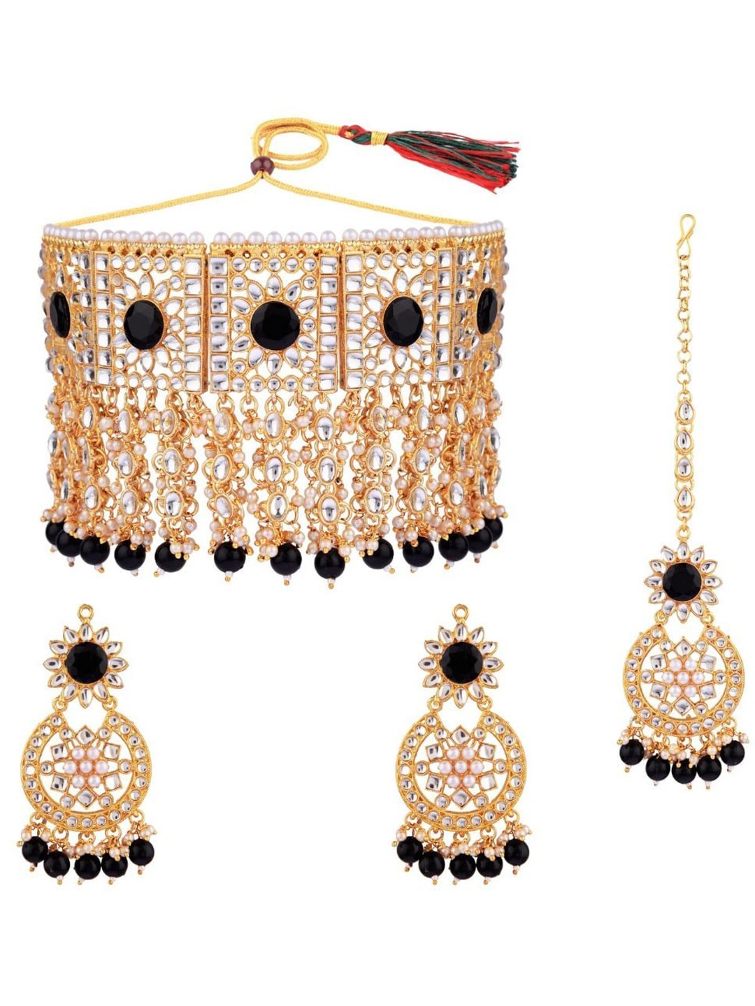 

Efulgenz women Gold-plated Black & White Stone Jewellery Set